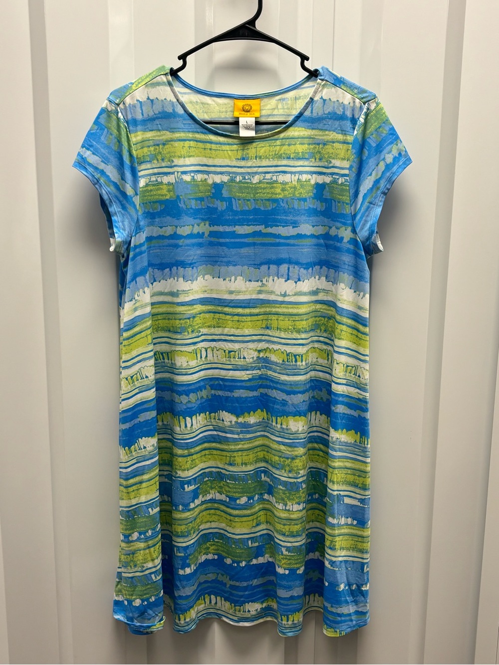 Ruby Rd. Blue & Green Striped Midi Dress